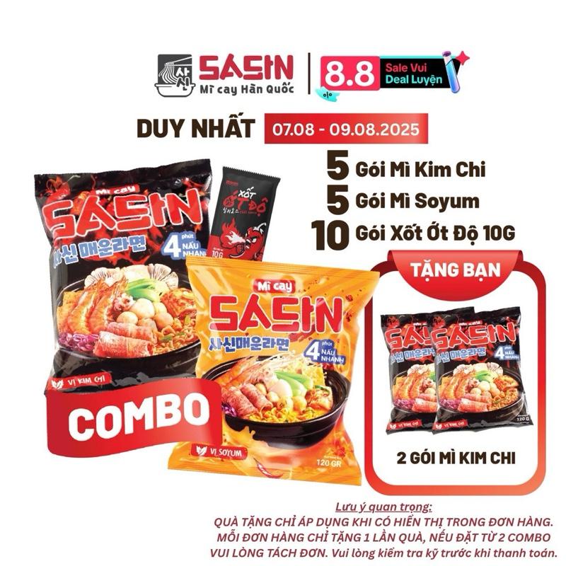 Combo 10 gói mì cay Sasin (5 gói mì kim chi + 5 gói mì soyum) + 10 gói xốt ớt độ BSET0117