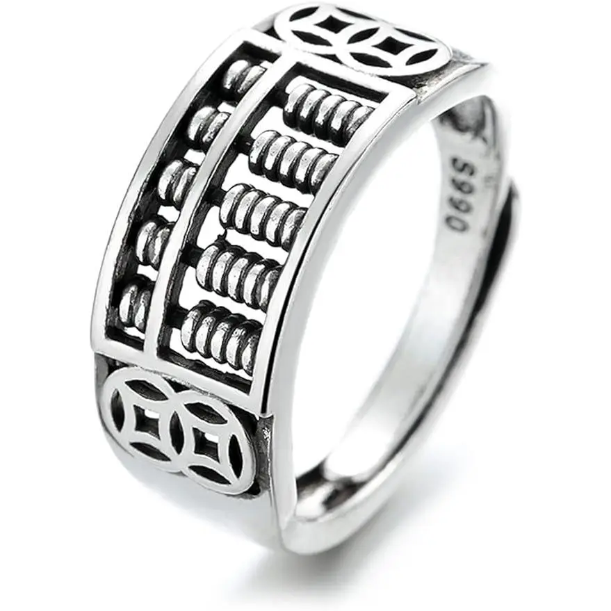 Rings for Teen Girls, Gothic Vintage Open Spinning Abacus Ring,Good Luck Fortune Abacus Ring