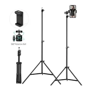 Tripod Stand 2.1 M Meter Dengan MiniBall Dan Holder U Untuk Handphone Dan Kamera Aluminium Panjang Tripot 200cm Max Load 2.5kg Foldable