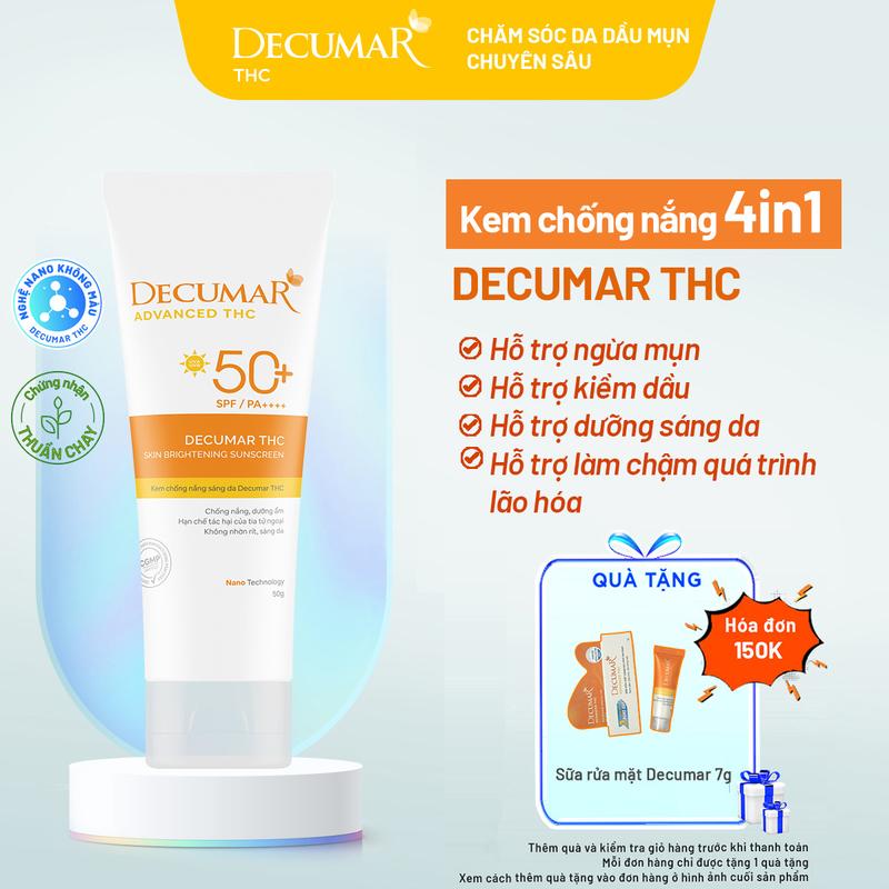 Kem Chống Nắng Hỗ Trợ Sáng Da Cho Da Mụn Decumar 50g - THC01