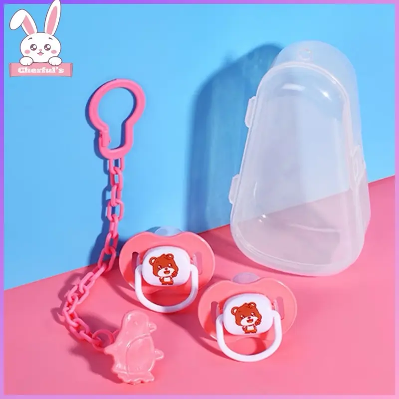 Dot Empeng Bulat dan Gepeng Bayi Dengan Kotak Silikon 3in1 - Empeng Bayi - Empeng Dot Biasa Bayi Biru Pink Kuning 1