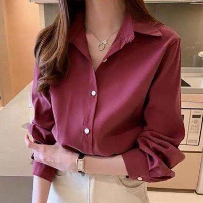 Product Introduction of Kemeja Polos Wanita Korean Style Desain Minimalis Lengan Panjang Full Kancing Bahan Shakila Twill Anti Kusut 6