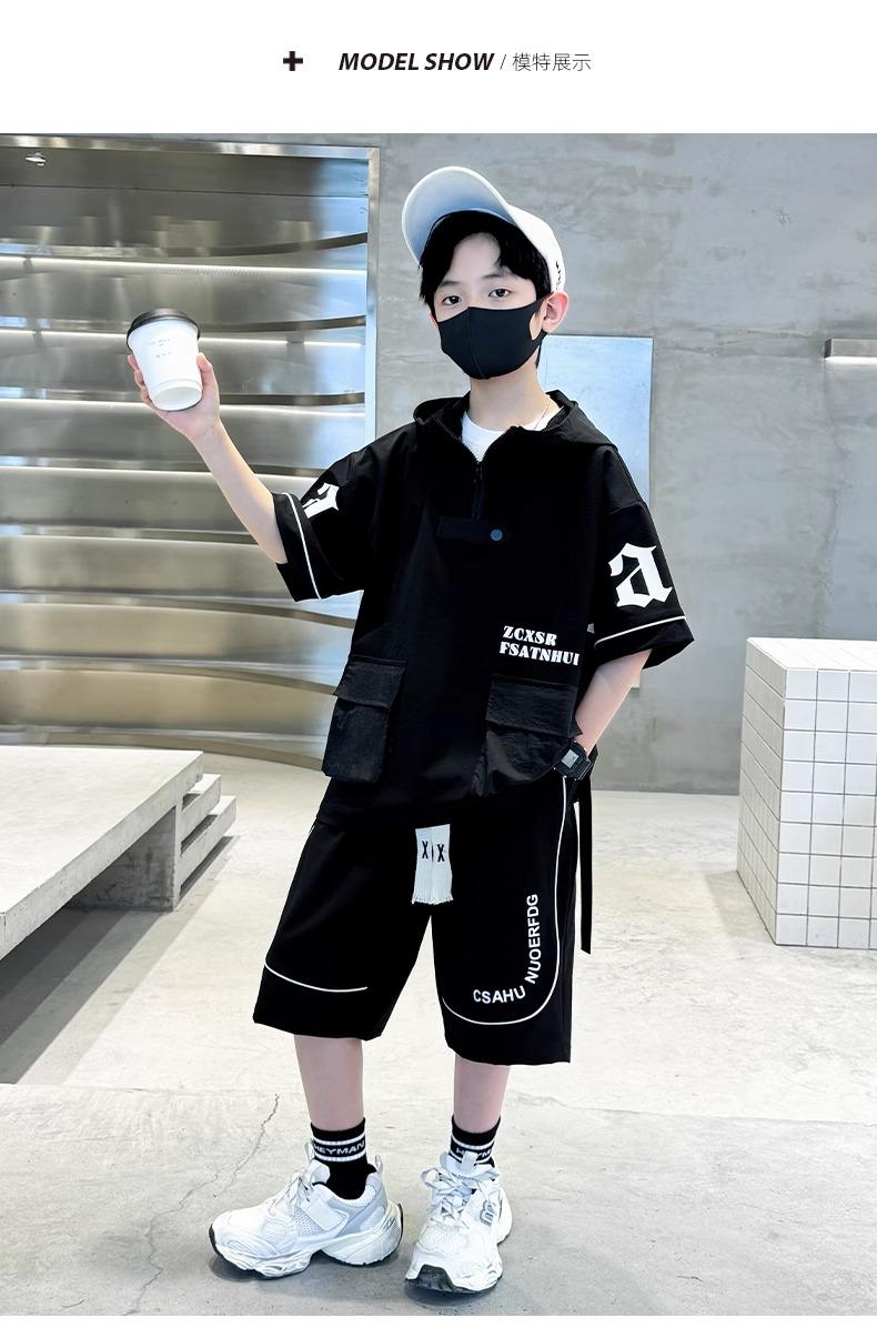Product Introduction of Set Đồ Trẻ Em Cá Tính 2025 - Áo Hoodie Tay Ngắn + Quần Short Form Rộng | Size 120-180 16