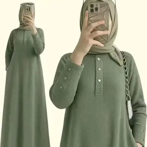 Gamis Inara Dress Knit Kancing Button Lembut Nyaman Mewah BUSUI Friendly Terlaris Baju Muslim Wanita Modern