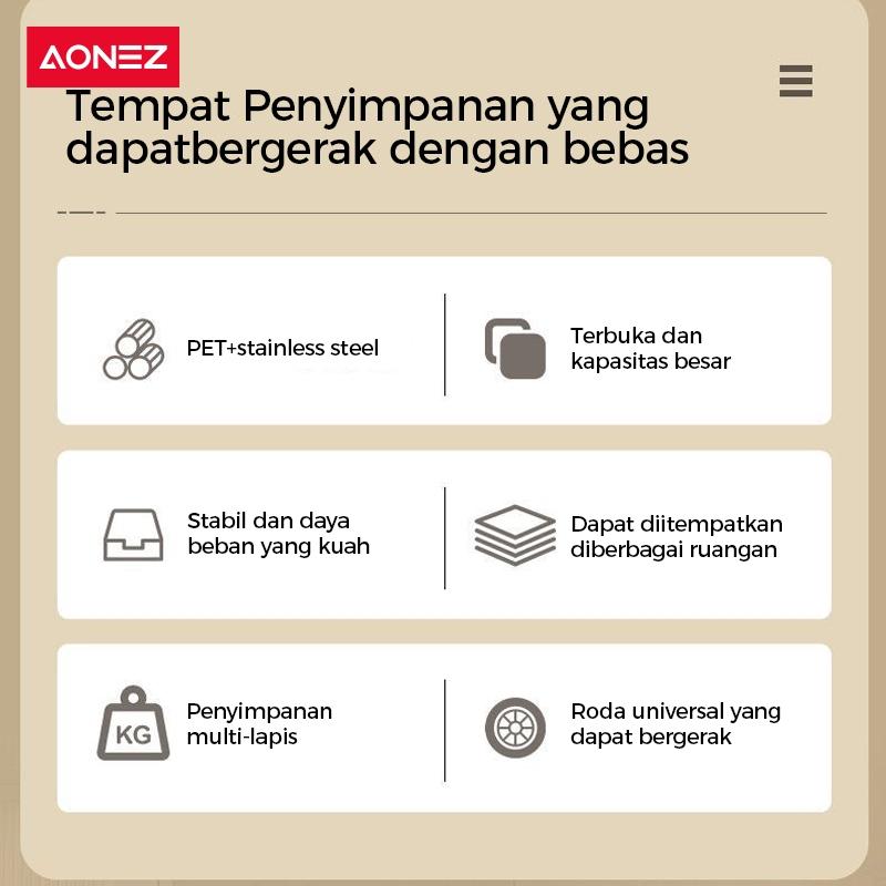 【SPESIAL Live COD 24 Shipping】AONEZ Rak Troli Susun Stainless steel RakKosmetik Serbaguna Rak kamar mandi Rak Salon Trolley Dengan Keranjang jaring akrilik transpara rak meja aesthetic 9