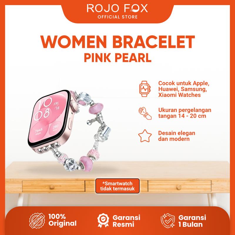 ROJO FOX Pink Pearl Gelang Tali Jam Elegan Strap tali jam tangan smartwatch iWatch Women's Watch Bands | Stylish Straps 1