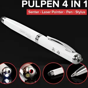 Pulpen 4in1 Senter Laser Pointer Pen dan Stylus Tinta Hitam