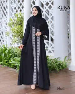 Ruka Dress Gamis Murah Jumbo Kekinian Remaja Syari Synthesa Clothing Bahan Premium Nyaman Busui & Wudhu Friendly Kombinasi Mewah Muslim Muslim Wanita Panjang