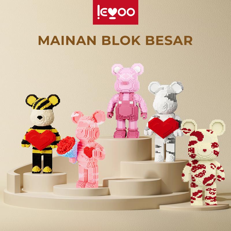 LOVE Mainan blok penyusun partikel plastik berbentuk beruang lucu ekstra besar Permainan Hadiah Gift Set Girls Boys bricks jumbo bricks jumbo Kado Toys nano blocks 0