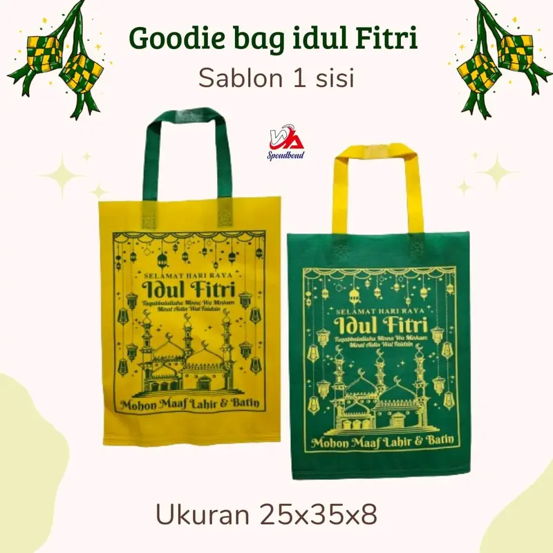 Goodiebag Lebaran 25x35x8 (LUSINAN 12 PCS)-Tas spundbond idulfitri-tas hampers Kanvas Belanja 0