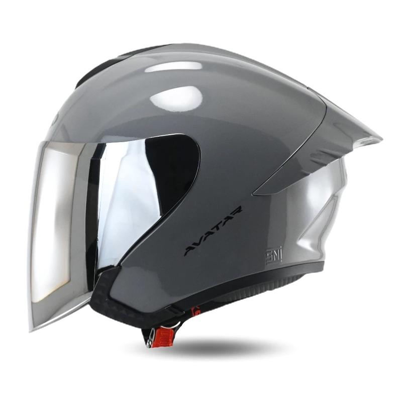 Helm Half Face Nsx Avatar Solid Black Dof Visor Hitam Helm Dewasa Pria Wanita SNI COD 6