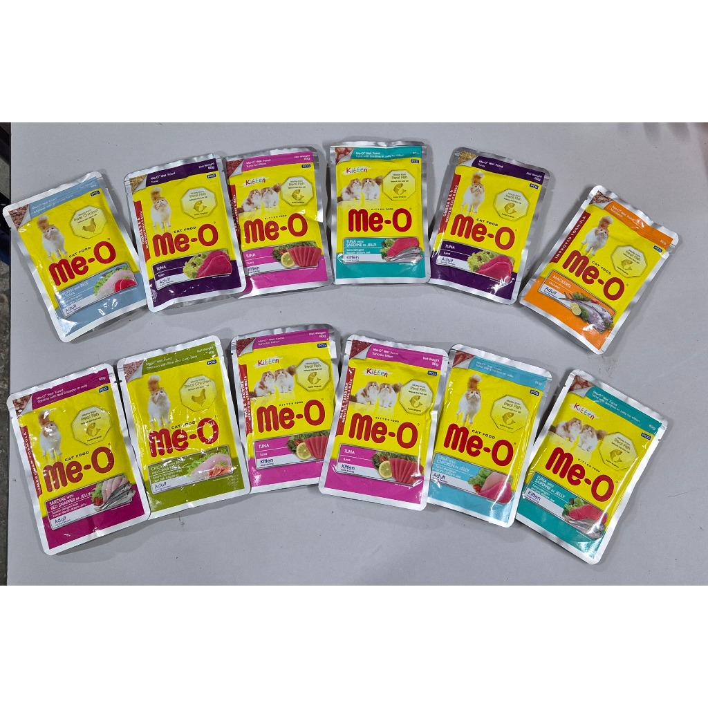 (12xPacks) Me-O Pouch Mix Wet Cat Food Feed 80gram Makanan Kucing