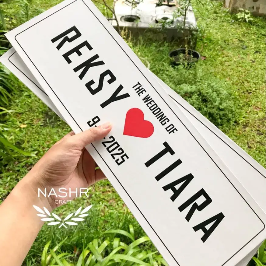 ( DAPAT 2 PCS ) Papan Kendaraan Wedding Bahan Karton BISA CUSTOM, HARGA SUDAH DAPAT 2 PCS