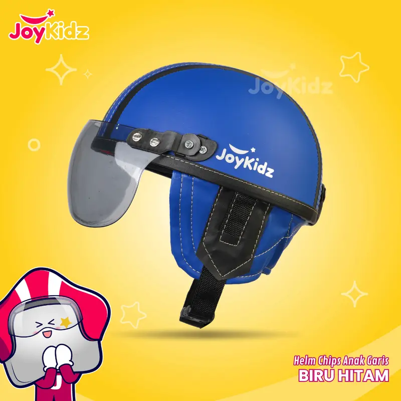 Helm Anak Retro Chips Untuk Usia 1-5 Tahun Polos Garis Cream Coklat Free Kaca SNI 6