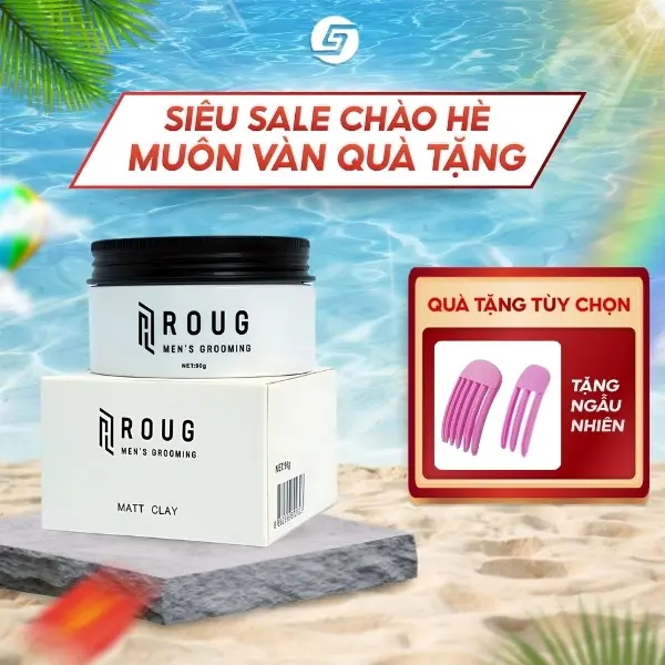 Sáp Vuốt Tóc Roug Men’s Grooming Matt Clay 90g - Sáp Roug Trắng Dành Cho Tóc Dày, Hỗ Trợ Chăm Sóc Tóc Bổ Sung Dưỡng Chất Cho Tóc - Tặng lược Roug