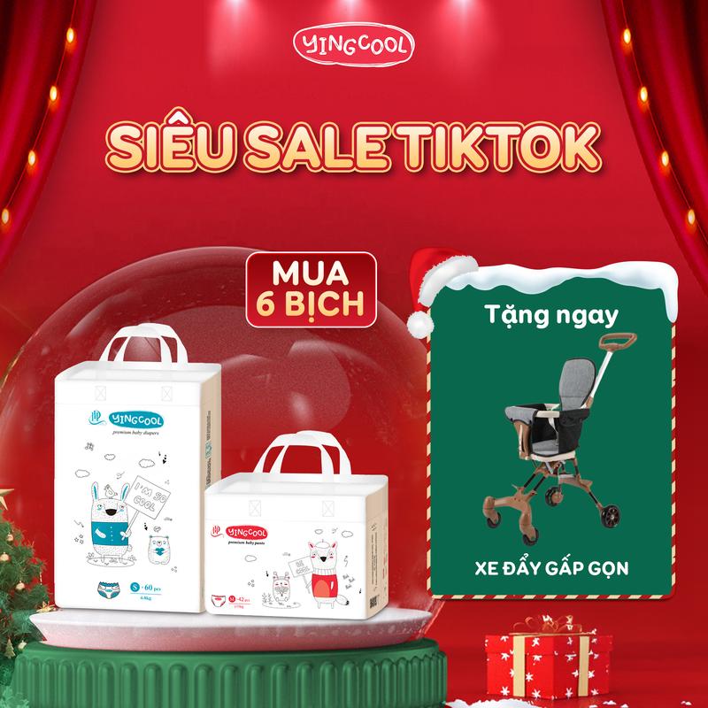    Tặng Xe Đẩy Gấp Gọn -Combo 6b   Bỉm YINGCOOL Size  SD60 MD56 MQ50 L4NB648 XL44 XXL42 XXXL40 Bỉm 