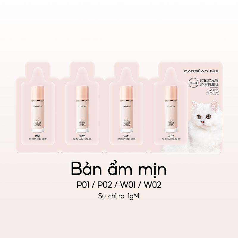 Kem Kem Nền Dạng Lỏng Dưỡng Ẩm Kiểm Soát Dầu, Carslan, Che Phủ Hoàn Toàn, Trang Điểm, Lâu Trôi 24H, Kích Thước Nhỏ 4g
