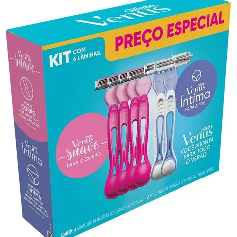 Kit Gillette Venus Suave 4 Unidades + Venus Íntima 2 Unidade