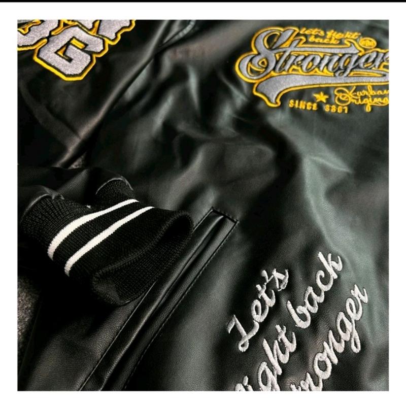 X urband absolute jaket kulit sintetis varsity unisex Bomber university lets fight stronger Gudang jaket store 4