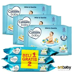 BUY 1 GET 2 Cussons Baby Wipes isi 50 sheet / 45 sheet / Tisu Basah Bayi / Tisu Basah Newborn Premium /Tisue Baby Wipes CUSSONS (B1G2 ) Sekali pakai