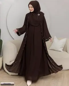 ZAVIER ABAYA GAMIS ABAYA CERUTY BABYDOLL MIX PAYET LEBARAN TERBARU 2025 REMAJA PUTIH HITAM MAHOGANY Luxury Burgundy dengan Desain Elegan dan Warna yang Menawan