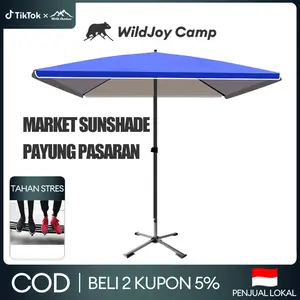 WildJoy Camp Payung Tenda Lipat Luar Ruangan 220cm-300cm Anti UV Untuk Pantai Taman Kafe Dan Pasar - Ekstra Besar Berlapis Ganda Tahan Cuaca