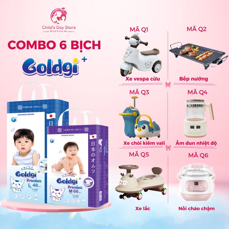 COMBO 6 BỊCH Goldgi Cao cấp - Goldgi Premium - Mẫu mới -Tã bỉm Goldgi Nhật Bản đủ size quần dán Cho Bé - Childs Day Store bỉm quần cho bé