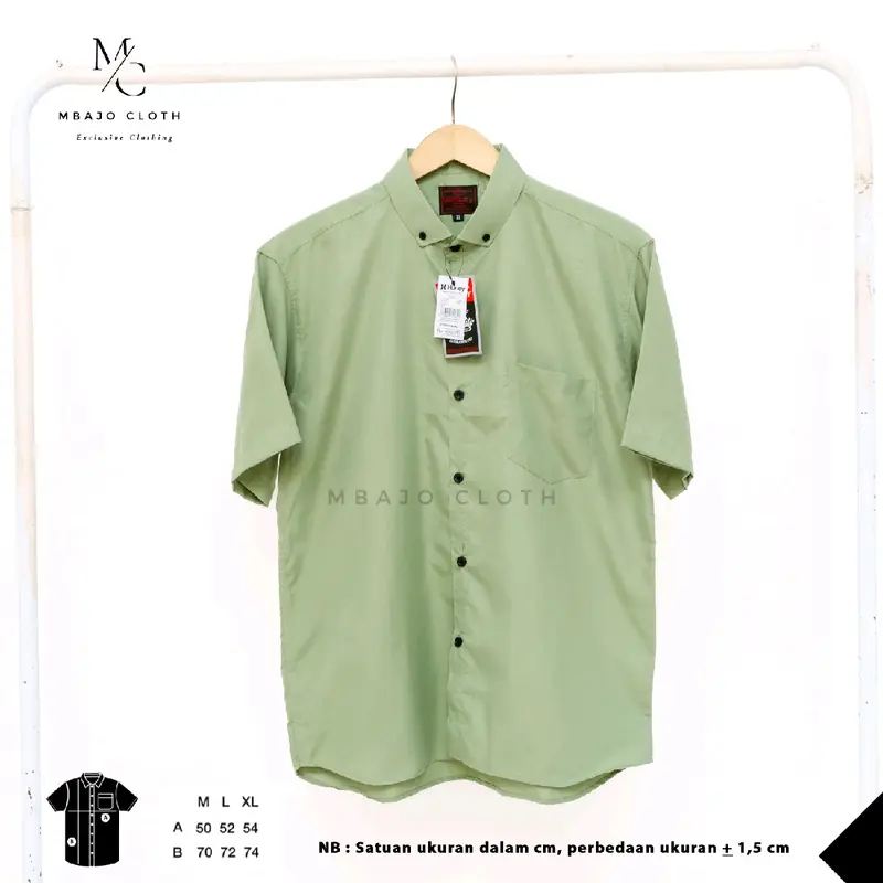 Kemeja Pria Polos Lengan Pendek Bahan Katun Baju Casual Distro Cowok Keren Formal 2