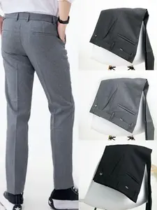 Celana Kantor Pria Slimfit Bahan Wool Premium - Regular Fit (Hitam/Abu Tua/Abu Muda) dengan Kantong Besar - Melar