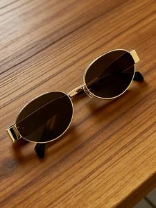 Gafas de sol para mujer, montura metálica con diseño ovalado, estilo premium con protección solar, accesorios de moda urbana