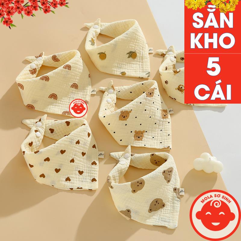 Combo 3 5 Yếm Tam Giác Xô Muslin 4 Lớp Quàng Cổ Mềm Mại Cho Bé Từ Sơ Sinh Đến 3 Tuổi