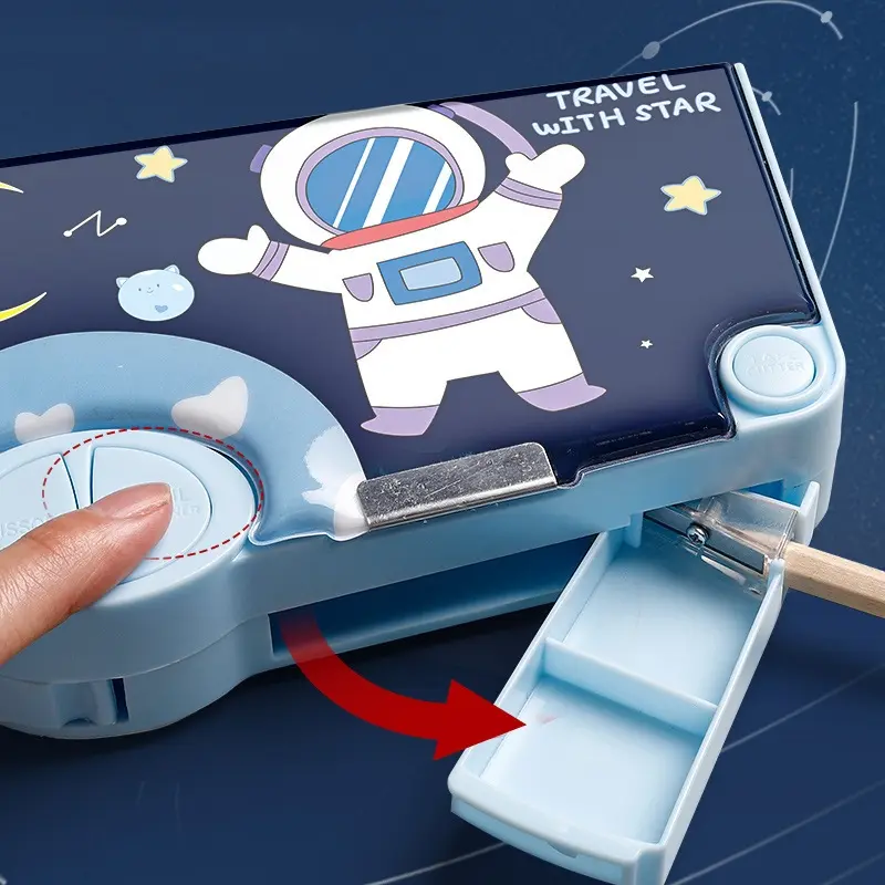 Kotak Alat Tulis/Kotak Pensil Pola Kartun Rautan Kapasitas/ Bahan Plastik Multifungsi Untuk Anak Kids Pencil 4