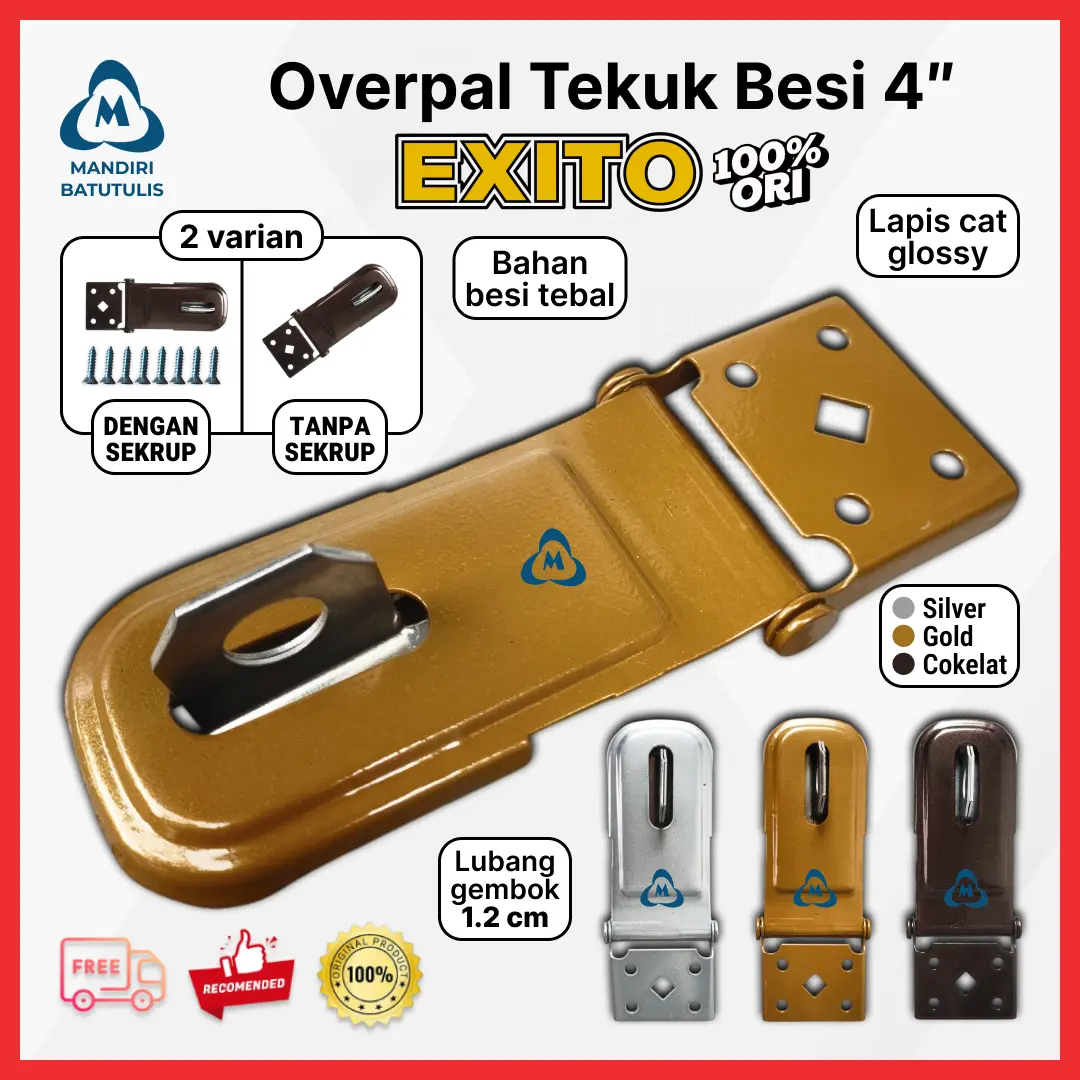 Overpal Gembok 4" EXITO - Tempat Gembok Overpaal Hasp and Staples Type 400- Selot Pintu Slot Jendela Lemari Kandang