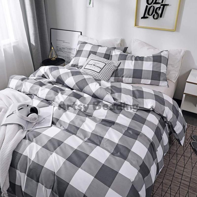 Full Set Bed Cover Disperse King Size 180x200 Motif Kotak Aesthetic Bedcover 0