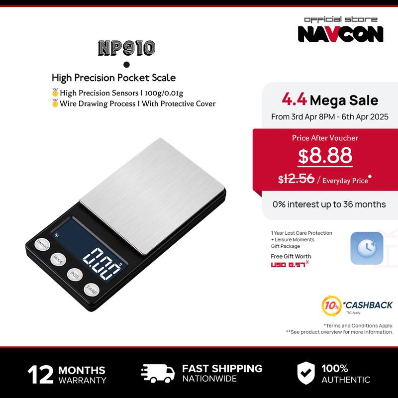 Navcon Precision Pocket Scale 0.1g/0.01g, Portable Digital Kitchen ...