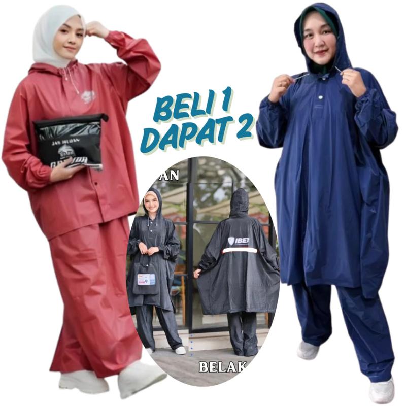 Paket Promo Hemat Jas Hujan Mantel Poncho Wanita Dewasa Atasan Baju Setelan Bawahan Rok Gratis Jas Hujan Setelan Baju Dan Celana Beli 1 Pasang Dapat 2 Pasang 3