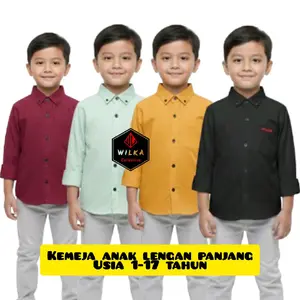 Kemeja anak lengan panjang 1-17 tahun//kemeja anak Bahan katun signature