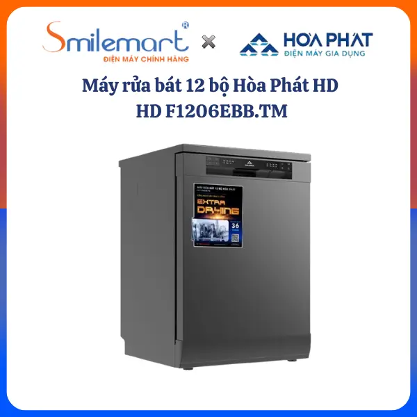 [Tặng viên rửa] Máy rửa bát Hòa Phát HD F1206EBB.TM (12 bộ), Bảo hành chính hãng 36 tháng | BigBuy360 - bigbuy360.vn