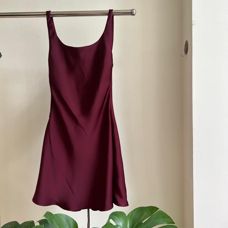 | Mini Emiu Dress | Đầm Lụa Hàn Châu Đổ Lưng Không Mút Form Ngắn Không Dây Kéo