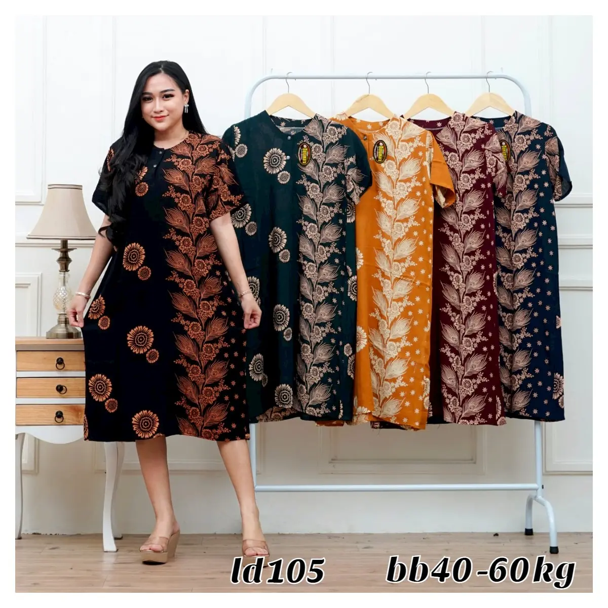 daster batik katun rayon kancing busui bumil kekinian Nyaman Wanita Pendek Tidur Motif cewek daster Santai Dress