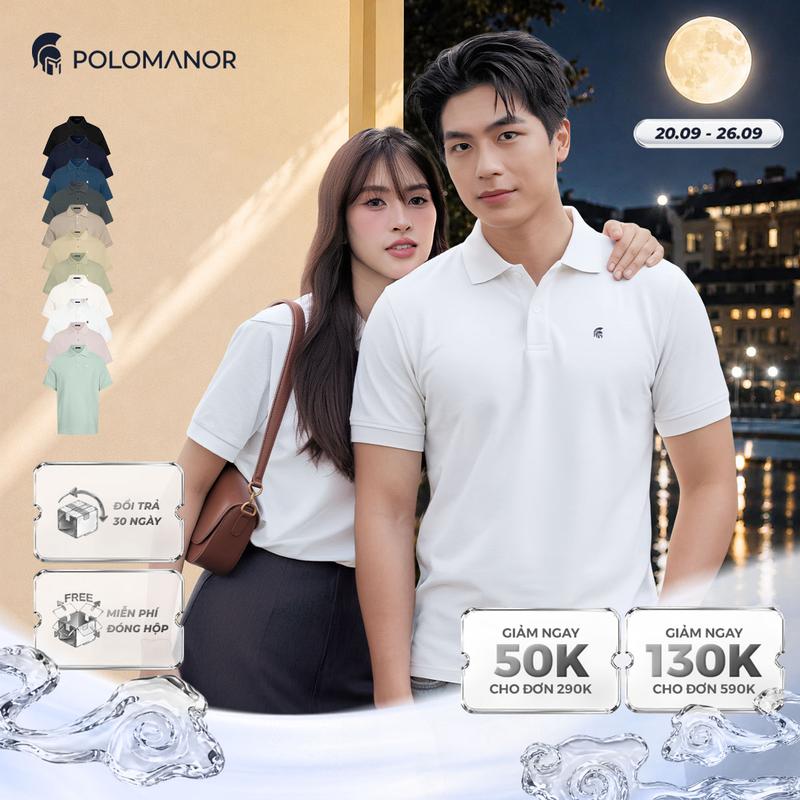 Áo polo nam Có Cổ BASIC SYMBOL ngắn tay vải cá sấu cotton Pique interlock cổ…
