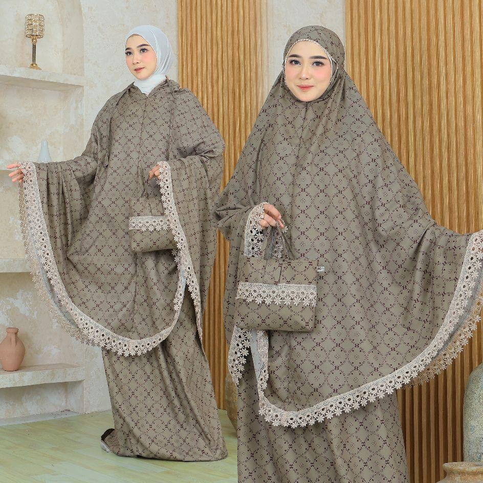 Mukena Wanita 2 in 1 Katun Premium Motif Mewah Renda Cantik dengan Desain Elegan dan Nyaman untuk Penggunaan Sehari-hari Mukenah Jumbo Dewasa Travel