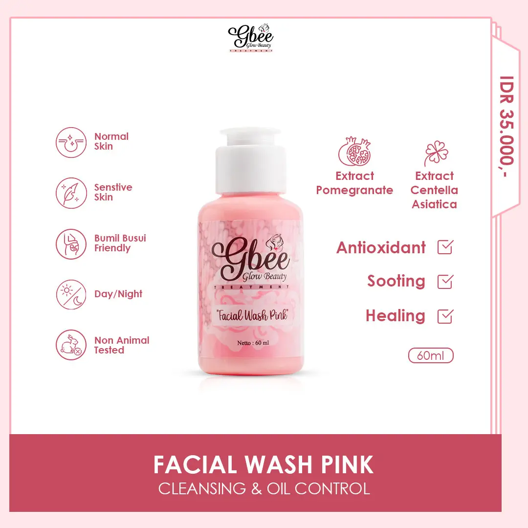 Gbee Glow beauty Facial Wash Pink / Sabun Wajah Membersihkan Kotoran Muka