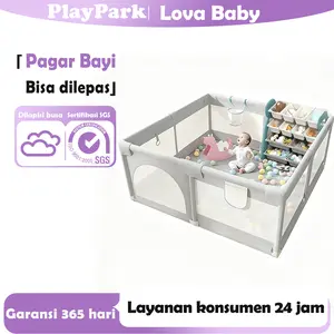 [Ready] Pagar Bayi Bermain Mandi Bola Anak  free gift Pembatas Kasur Pagar Bayi Pagar Mainan Anak Playground Anak  Pagar Bayi pagar mainan bayi baby  Ruang Besar Untuk Berbalik Pagar Mainan abu-abu teran120*180 lateks gratis playpen Biru Anak-Anak