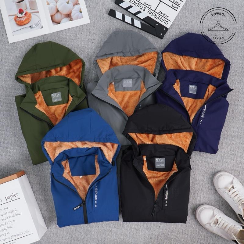 Áo Khoác Gió Nam Lót Lông Cừu Cao Cấp 2 Lớp Dày Dặn Siêu Ấm Áp Có Chữ In Ngực Chống Gió Cản Nước Bảo Vệ Da Từ Tia UV