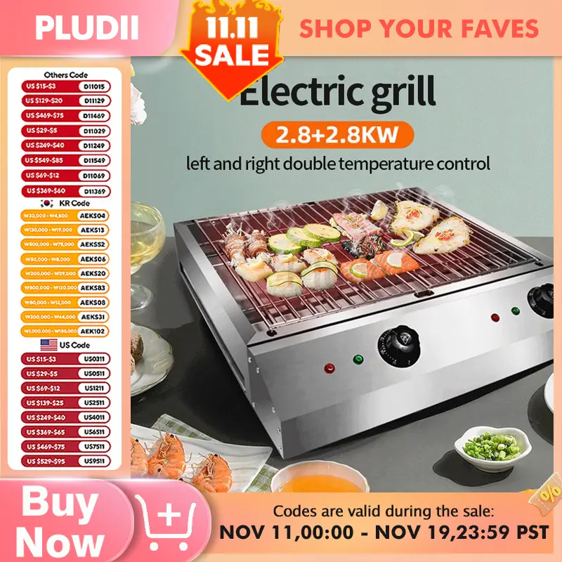 Dual Control Electric Stainless Steel Barbecue Oven Household Electric Pan Smokeless Barbecue Pot Multifunctional BBQ Oven