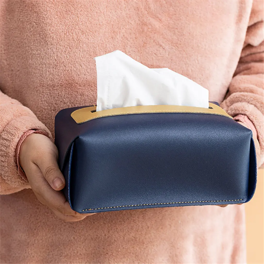 lansgtan Tissue Holder Eye-catching Faux Leather Napkin Case Detachable Tear Resistant Tissue Bag for Bedroom Long-lasting