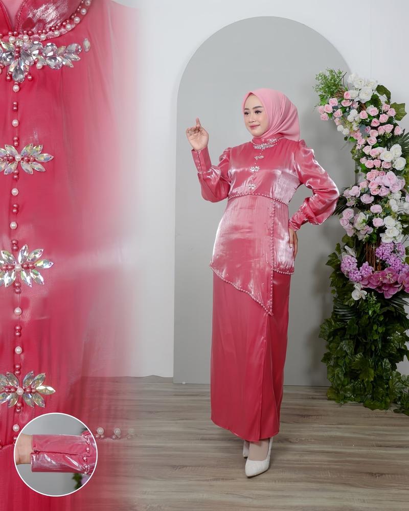 Product Introduction of Hameedah - One Set Tunik Payet Melayu Malaysia Baju Pesta Kondangan Wanita Muslim Gamis Dress Dewasa 8