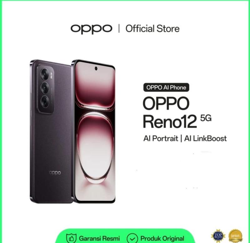 COD OPPO Reno 12 5G RAM 12/256 Warna Silver, Pink, Brown FREE GIFT OPPO Care RENO 3