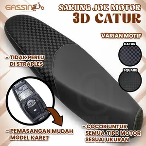 Cover Sarung Pelindung Kulit Jok Motor Model Carbon 3D Trendy Praktis Tinggal Pasang Ada Karet Perekat